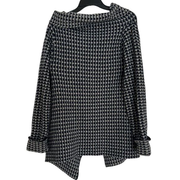 A. IDA Italy Waterfall Sweater Cape Size Small Navy Grey Wool Blend - Picture 2 of 10